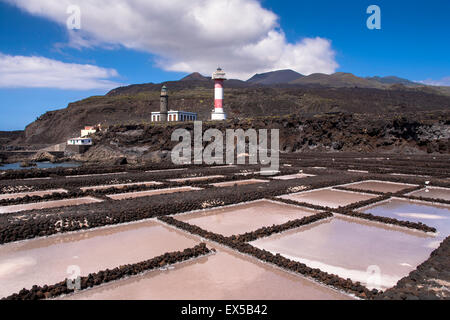 ESP, Spanien, Kanarische Inseln, Insel La Palma, die Salinen von El Faro in der Nähe von Fuencaliente an der Südspitze der Insel, o Stockfoto