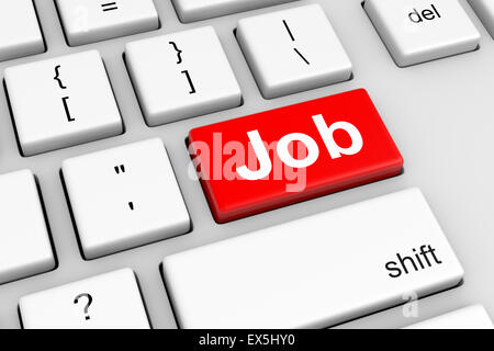 Computer-Tastatur mit roten Job Button Illustration Stockfoto