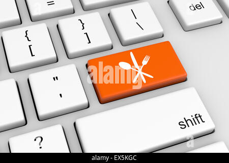 Computer-Tastatur mit Besteck Restaurant Taste Illustration Stockfoto
