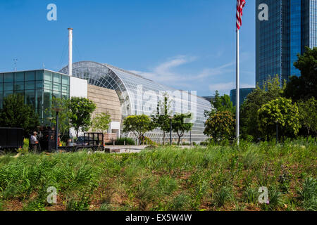 Die Kristall-Brücke, mit exotischen Regenwald Pflanzen in Myriad Botanical Gardens in Oklahoma City, USA. Stockfoto