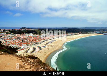 Ein Blick auf Praia da Nazare in Portugal Stockfoto