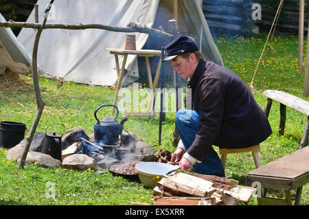 American Civil War Reenactment an der Ulster American Folk Park Stockfoto