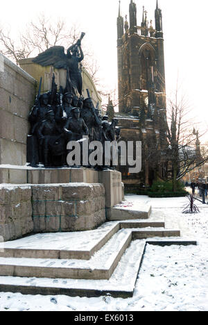 Schnee auf dem Denkmal Renwick, Newcastle upon Tyne Stockfoto