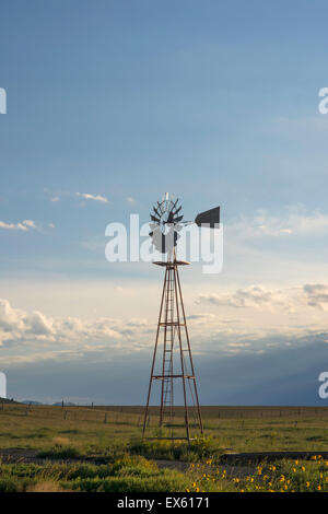 Windmühle auf einer Farm oder Ranch im ländlichen Colorado Stockfoto