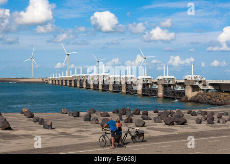 Europa, Niederlande, Zeeland, Deltaproject, die Oosterschelde-Damm zwischen Noord-Beveland und Schouwen-Duiveland, Flodd Barriere. Stockfoto