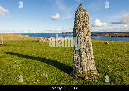 Jungsteinzeit Stein, Uyeasound, Unst, Shetland, Schottland, Vereinigtes Königreich Stockfoto