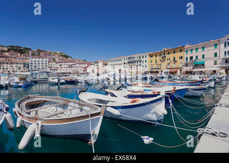 Boote im Hafen von Portoferraio, Elba, Provinz von Livorno, Toskana, Italien Stockfoto