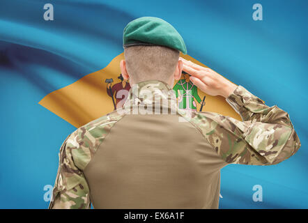 Soldaten salutieren, US State flag Serie - Delaware Stockfoto