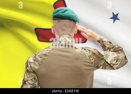 Soldat, salutieren, kanadische Provinz Flagge Serie - Nunavut Stockfoto