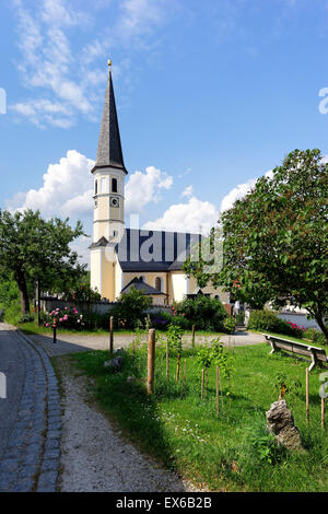 Hittenkirchen Kirche, Chiemgau, Oberbayern, Deutschland, Europa. Stockfoto