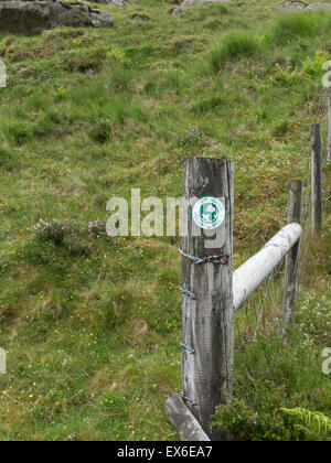 Biofläche Sign. Snowdonia-Nationalpark, Nord-Wales. UK Stockfoto