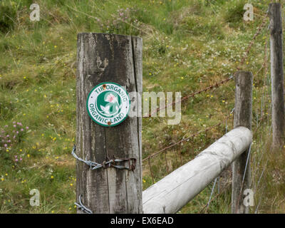 Biofläche Sign. Snowdonia-Nationalpark, Nord-Wales. UK Stockfoto