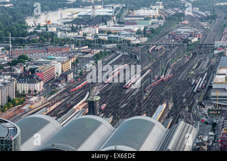 Luftaufnahme der wichtigsten Bahnhof in Frankfurt Main, Hessen, Deutschland Stockfoto