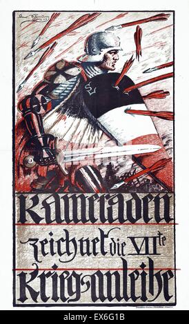 1917-Erster Weltkrieg-deutsche Propaganda Poster: Kameraden, Zeichnet Die Siebente Kriegsanleihe [Genossinnen und genossen, die siebte Kriegsanleihe abonnieren] Stockfoto