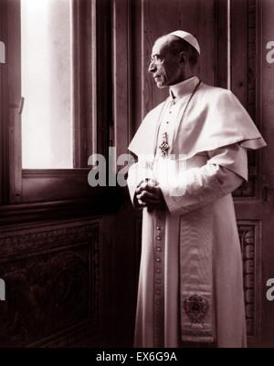 Papst Pius XII., geborene Eugenio Maria Giuseppe Giovanni Pacelli (März 1876 – 9. Oktober 1958), regierte von 2. März 1939 bis zu seinem Tod im Jahr 1958. Vor seiner Wahl zum Papst war Pacelli als Sekretär der Abteilung der außerordentlichen kirchlichen Aff Stockfoto