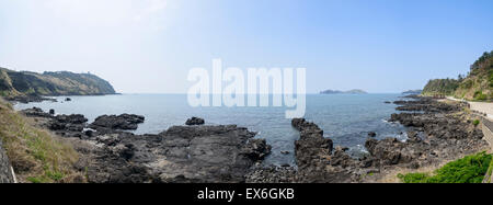 Landschaft der Olle gehen auf Weg Nr. 12 Golfplatz in Jeju Isaland, Korea. Es wurde liegt in der Nähe der Suwolbong und als UNESCO-Globus Stockfoto