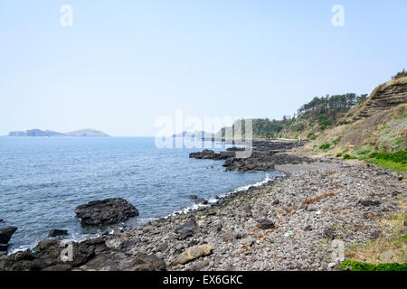 Landschaft der Olle gehen auf Weg Nr. 12 Golfplatz in Jeju Isaland, Korea. Es wurde liegt in der Nähe der Suwolbong und als UNESCO-Globus Stockfoto