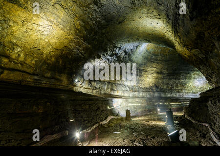 Manjanggul-Höhle auf der Insel Jeju, Korea. Manjanggul ist eines der feinsten Lava-Tunnel der Welt. Stockfoto