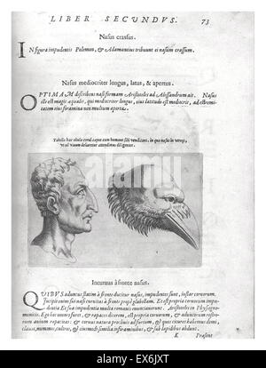 Titelseite-Porträt des Autors von 'De Humana Physiognomonia Libri IIII'; (1586) von Giambattista della Porta (1535-1615), auch bekannt als Giovanni Battista Della Porta, ein italienischer Gelehrter. Physiognomie, oder die Vorstellung, dass einer Person Temperament und Char Stockfoto