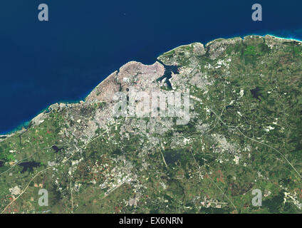 Farbe-Satellitenbild von Havanna, Kuba. Bild aufgenommen am 22. November 2013 mit Landsat 8 Daten. Stockfoto