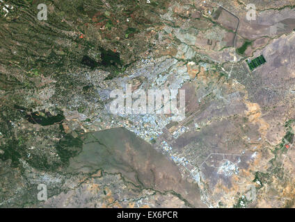 Farbe-Satellitenbild von Nairobi, Kenia. Bild aufgenommen am 3. Februar 2014 mit Landsat 8 Daten. Stockfoto