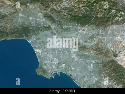 Farbe-Satellitenbild von Los Angeles, Kalifornien, USA. Bild aufgenommen am 23. Oktober 2014 mit Landsat 8 Daten. Stockfoto