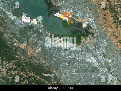 Farbe-Satellitenbild von San Jose, Kalifornien, USA. Bild aufgenommen am 24. Juli 2014 mit Landsat 8 Daten. Stockfoto