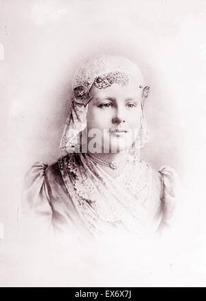 Ihre Majestät, Königin Wilhelmina der Niederlande. Als eine Mädchen im Alter von 10-1890 Stockfoto