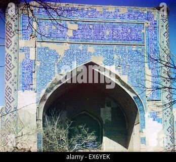 Kush-Medrese, äußeren Eingang, Buchara. Sergei Michailowitsch Prokudin-Gorski-Fotograf, (1863-1944). Stockfoto