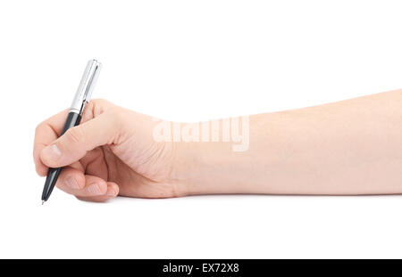 Männliche Hand hält einen Stift Stockfoto