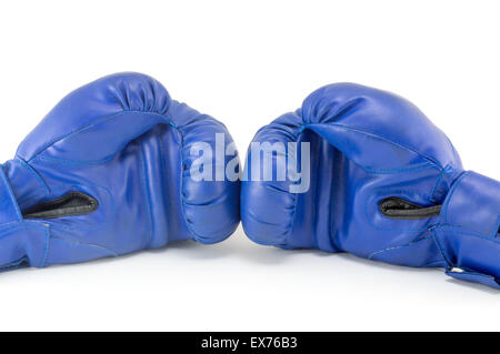 Paar blaue Training Boxhandschuhe isoliert Stockfoto