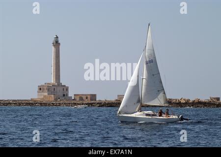 Italien, Region Apulien, der Leuchtturm von Gallipoli Stockfoto