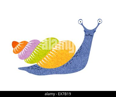 Snail. Cute cartoon character, hand-drawn, grunge textured Stock Vektor