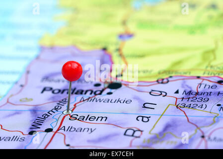 Salem, fixiert auf einer Karte von USA Stockfoto