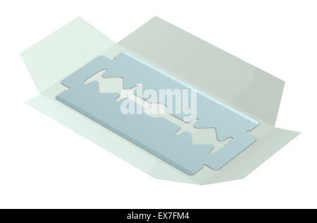 Rasierklinge Closeup isoliert auf weißem Hintergrund Stockfoto