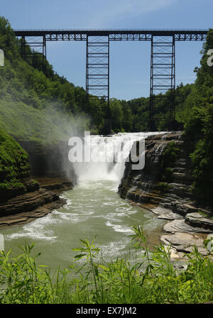 Genssee Fluss. Upper Falls. Letchworth State Park, Kastilien, New York, USA. Stockfoto