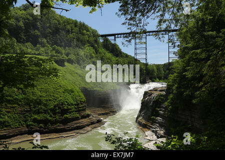 Genssee Fluss. Upper Falls. Letchworth State Park, Kastilien, New York, USA. Stockfoto