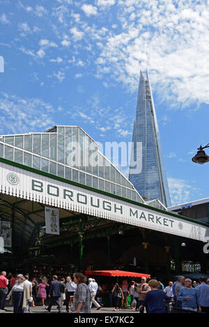 Die Scherbe, gesehen vom Borough Market, London, England. Stockfoto