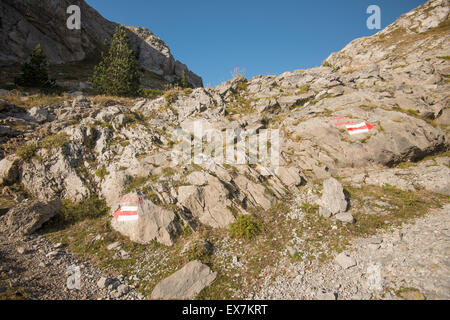 Gruppieren Sie wandern aus Gusinje, Montenegro nach Theth, Albanien. Stockfoto