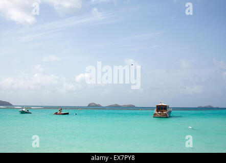 Eine schöne Aussicht auf St. Jean Bay in St. Barts, St. Jean Strand entnommen Stockfoto