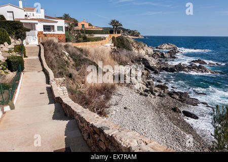 Wehrgang (Cami de Ronda). La Fosca. Palamos. Stockfoto