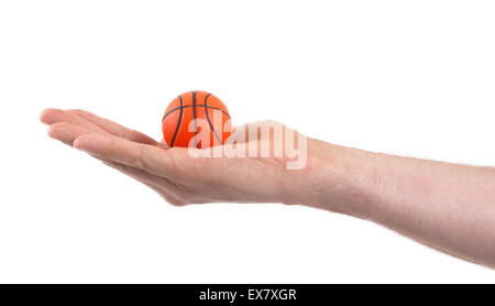 Kleine Spielzeug Basketball Ball isoliert auf weißem Hintergrund Stockfoto