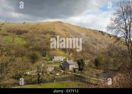 Derbyshire Weiler Litton Mill und Landschaft Peak District Derbyshire England Stockfoto