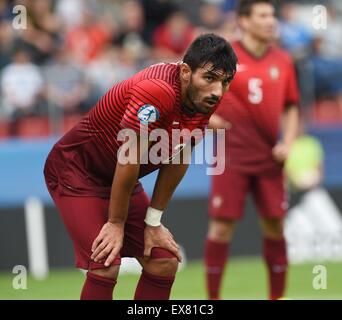 Olomouc, Tschechische Republik. 27. Juni 2015. Ricardo Esgaio von Portugal ruht während der Euro U21 Fußball Meisterschaft Halbfinale Portugal Vs Deutschland in Olomouc, Tschechische Republik, 27. Juni 2015. © Ludek Perina/CTK Foto/Alamy Live-Nachrichten Stockfoto