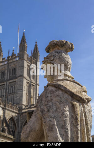 Rückseite der Statue an die römischen Bäder in Bath Stockfoto