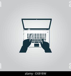 Geschäft Hände auf Notebook-Computer-Tastatur mit Bildschirm öffnen Stock Vektor