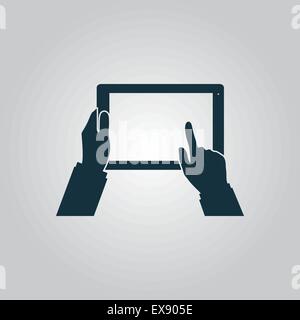 Tablet-PC in Menschenhand. Flachen Stil-Vektor-illustration Stock Vektor