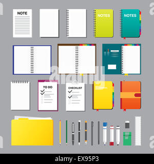 Vektor-Illustration der Notizen-flachen Design-Elemente. Stockfoto