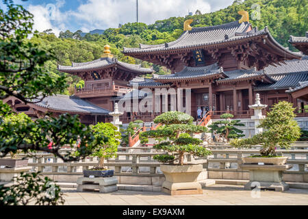 Chi Lin Nunnery ist eine buddhistische Tempelanlage gebaut, ohne einen einzigen Nagel, Kowloon, Hong Kong, China Stockfoto