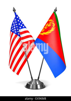 USA und Eritrea - Miniatur-Flags. Stockfoto